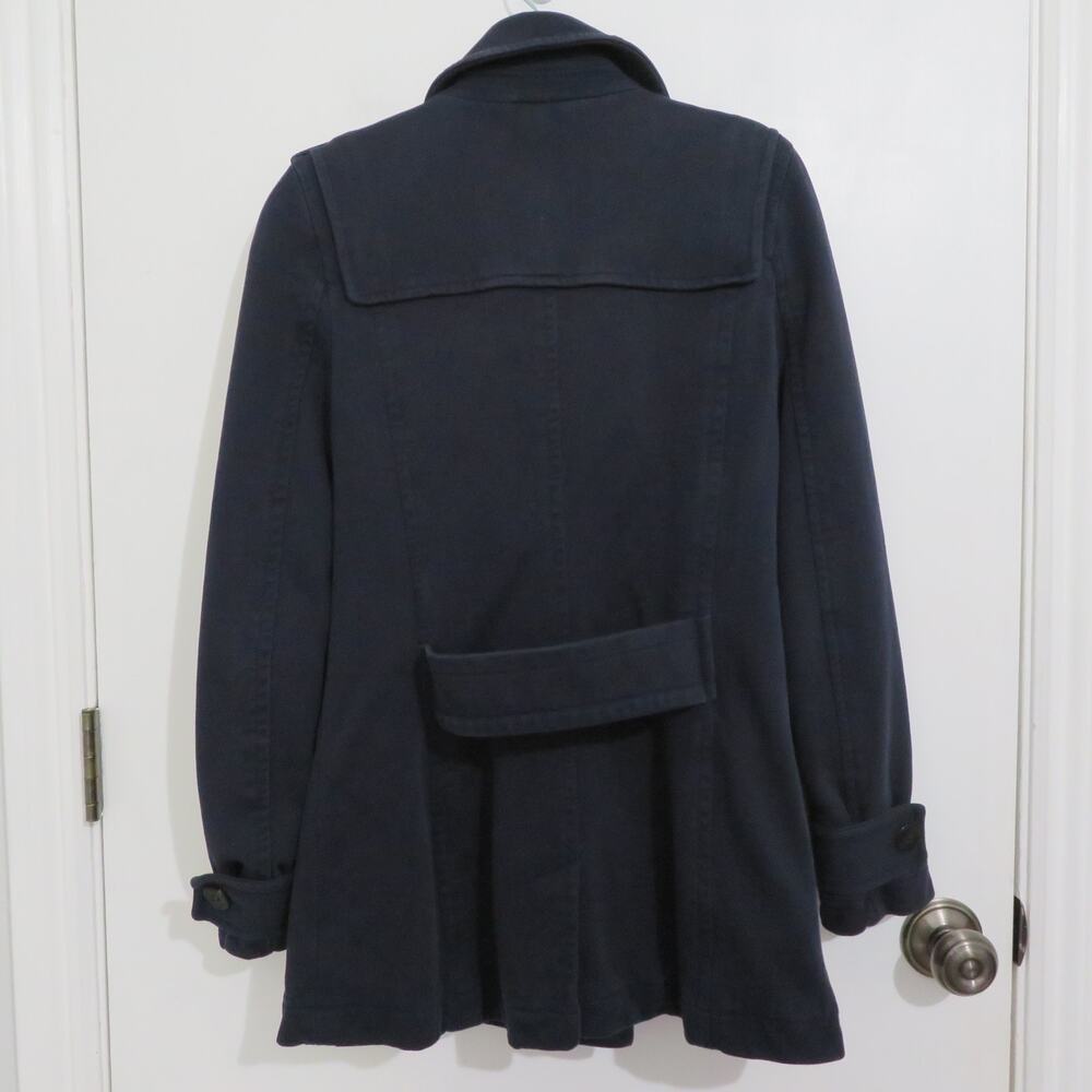 Burberry Brit Women Sz 4 Navy Blue Cotton Double Breasted Peacoat - Picture 2 of 11